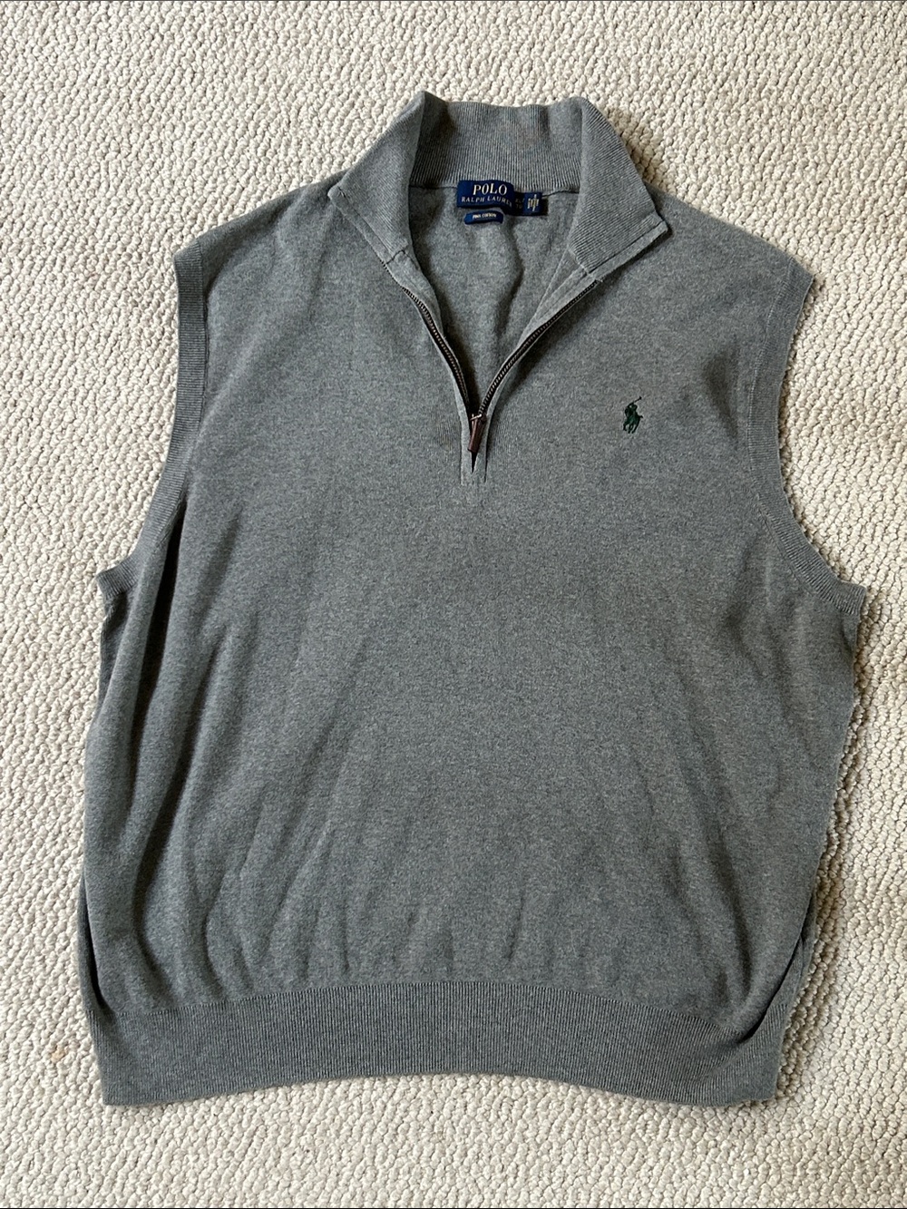 Polo by Ralph Lauren Gray Half-Zip Sleeveless Sweater Vest